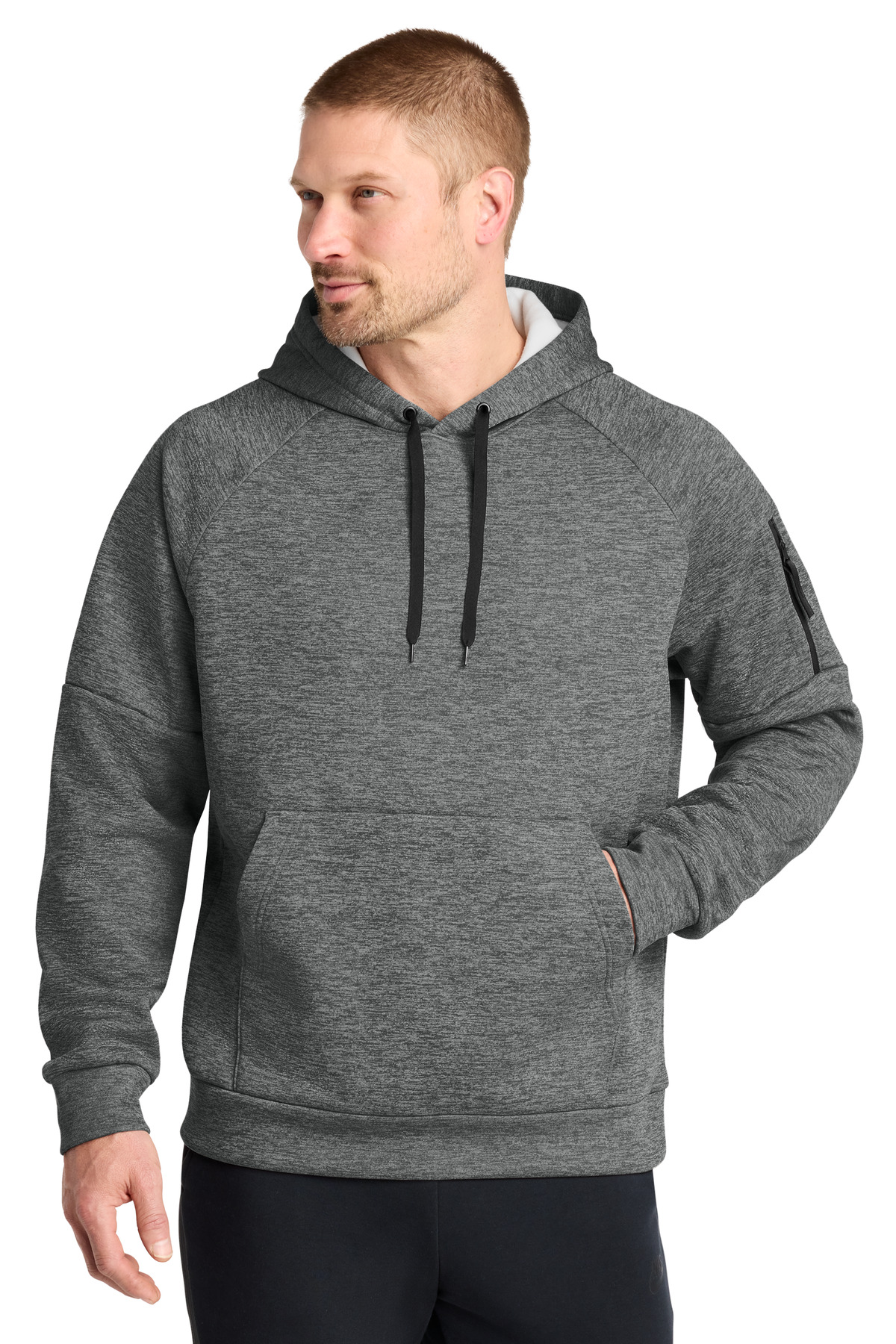 Charcoal Heather front view on model